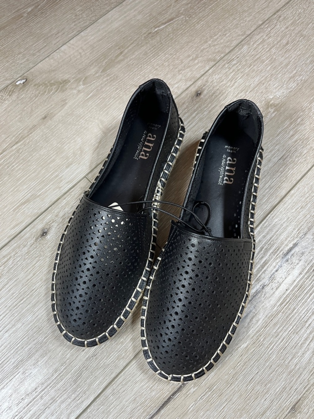 a.n.a Black Perforated Slip-On Espadrille Loafers Size 7.5